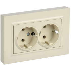 IEK BRITE Роз 2-я с з/к без з/ш пл 16А сб РСПл12-3-БрКр беж