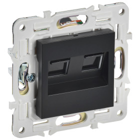 IEK SKANDY Черный Розетка компьютерная двойная RJ45 кат.6 SK-K04Bl