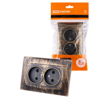 TDM Розетка двойная 2П 10А 250В  старинная бронза 