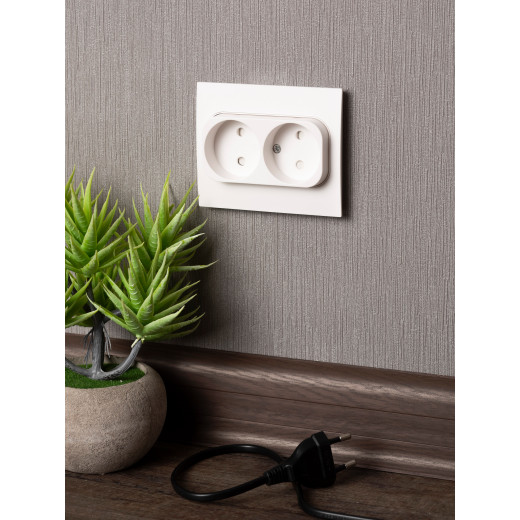 Стокгольм Розетка 2-местная б/з 10А автоматические клеммы белая с защ. штор. EKF PROxima