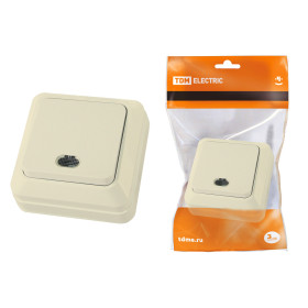 TDM Выключатель 1-кл. открытой установки с подсветкой IP20 10А, сл. кость 