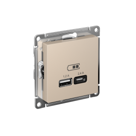 Systeme Electric AtlasDesign Песочный Розетка USB A+С, 5В/2,4А, 2х5В/1,2А, механизм