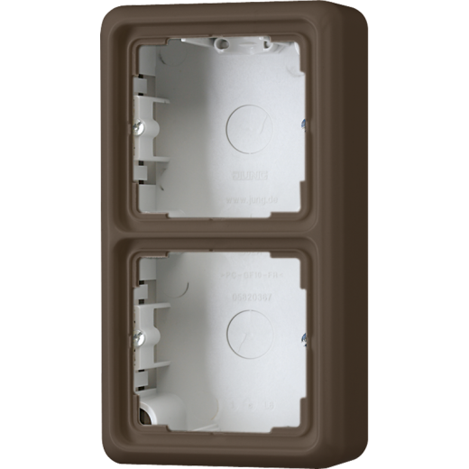 Коробка 2-кратная, накладная, с рамкой, коричневая