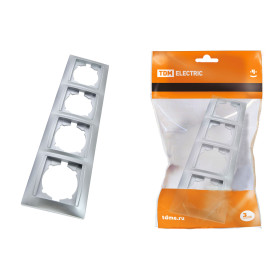 TDM Рамка 4-х постовая вертикальная серебр. металлик 