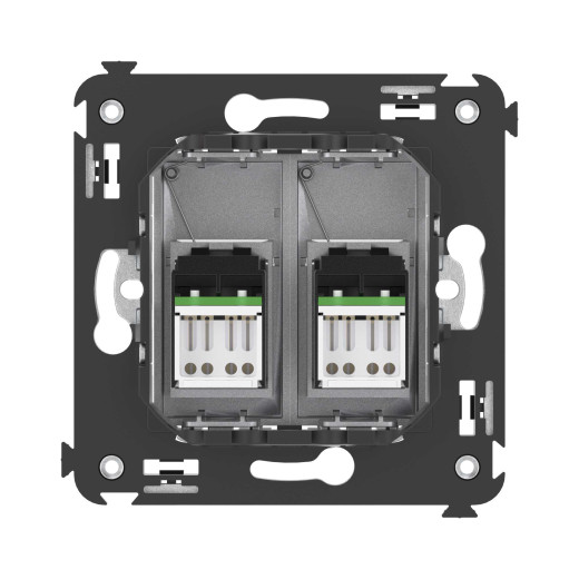 Компьютерная розетка RJ-45 в стену, кат.6А двойная, Avanti, закаленная сталь