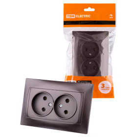 TDM Розетка двойная 2П 10А 250В шоколад 