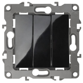 ЭРА 12-1107-06 Выключатель тройной, 10АХ-250В, IP20, Эра12, чёрный (10/100/3200)