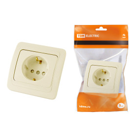 TDM Розетка 2П+З 16А  c защитными шторками сл. кость 