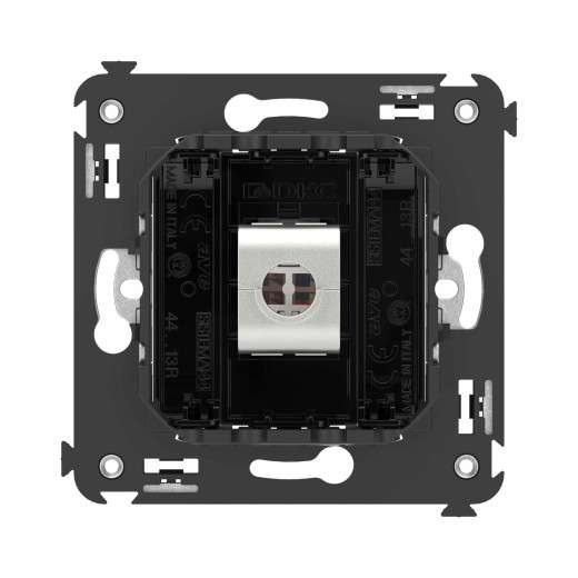Компьютерная розетка RJ-45 без шторки в стену, кат.6 одинарная экранированная, Avanti, черный квадрат