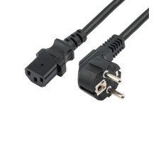 REXANT Шнур сетевой, евровилка угловая - евроразъем С13, кабель 3x1,5 мм², длина 0,5 метра, черный (PVC пакет).