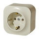 Розетка с заземлением - Legrand Quteo - со шторками IP20 16А 250В винтовые зажимы накладной монтаж - слоновая кость