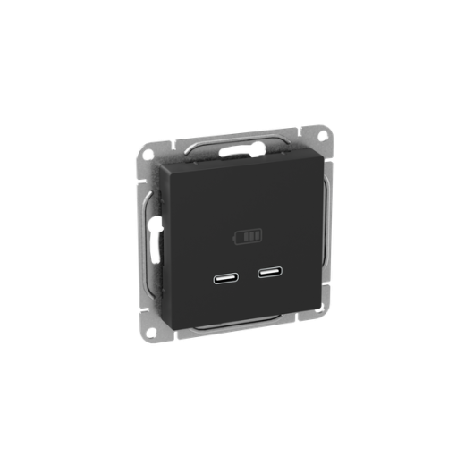 Механизм розетки USB-C - 2шт, чёрный Эпика EKF