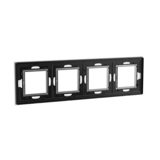 Рамка из натурального стекла 4 поста (8 мод.),  Avanti, светло-серая