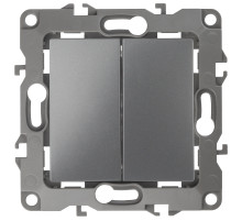 ЭРА 12-1104-12 Выключатель двойной, 10АХ-250В, IP20, Эра12, графит (10/100/2500)