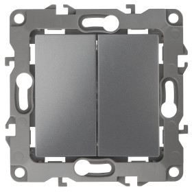 ЭРА 12-1104-12 Выключатель двойной, 10АХ-250В, IP20, Эра12, графит (10/100/2500)