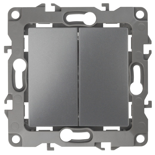 12-1104-12 ЭРА Выключатель двойной, 10АХ-250В, IP20, Эра12, графит (10/100/2500)