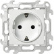 Розетка 2К+3 Sсhuko с защитными шторками, белый