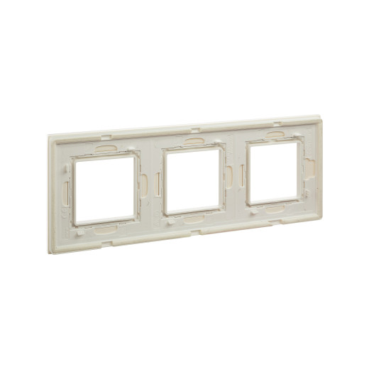 Рамка из натурального стекла 3 поста (6 мод.), Avanti, белая