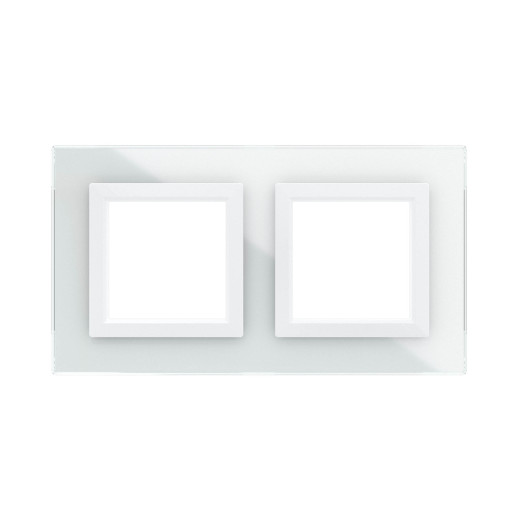 Рамка из натурального стекла 2 поста (4 мод.), Avanti, белая