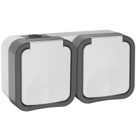 IEK TORS Розетка 2-ая с з/к кр. гориз. 16А IP55 TS222 белый