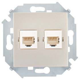 Simon 15 Шампань Розетка компьютерная 2-ая RJ45 кат.5е