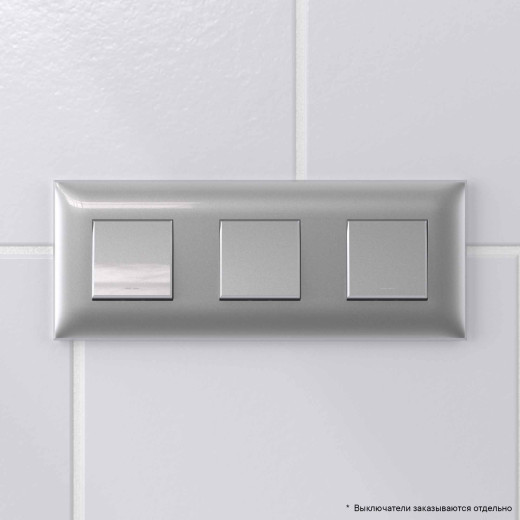 Рамка 3 поста (6 мод.), Avanti, закаленная сталь