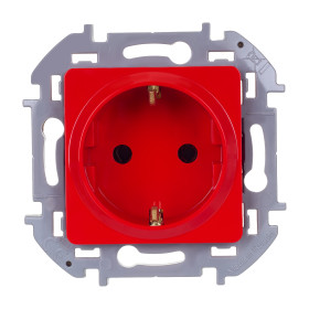 Legrand/Daccord INSPIRIA Красный Розетка с/з со шторками.