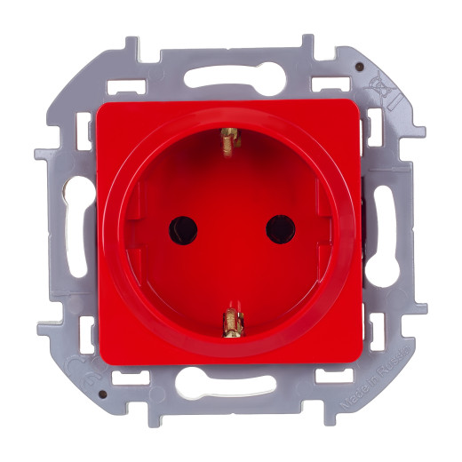Розетка с заземлением - Legrand/Daccord Inspiria - со шторками 16А 250В винтовые зажимы - красный