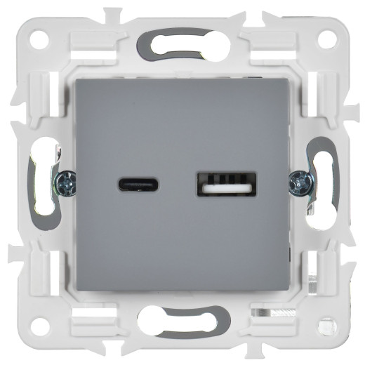 SKANDY Роз. USB A+C 3,1А SK-R14Gr сер. IEK