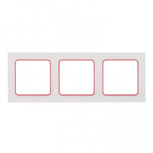 Стокгольм Рамка 3-местная белая с линией цвета красный EKF PROxima