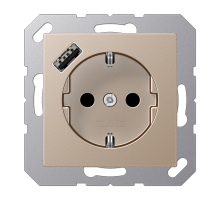 JUNG Розетка SCHUKO® с USB-зарядным устройством, тип А термопласт шампань