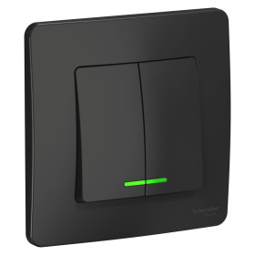 Systeme Electric Blanca внутр Антрацит Выключатель 2-клавишный с подсветкой, 10А, 250B