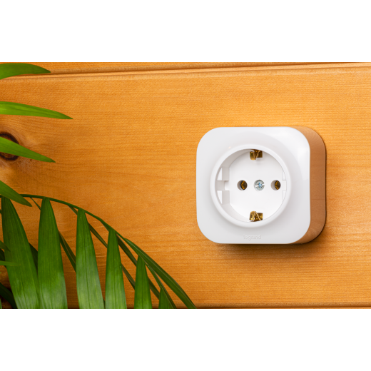 Розетка с заземлением - Legrand Quteo - без шторок IP20 16А 250В винтовые зажимы накладной монтаж - белый