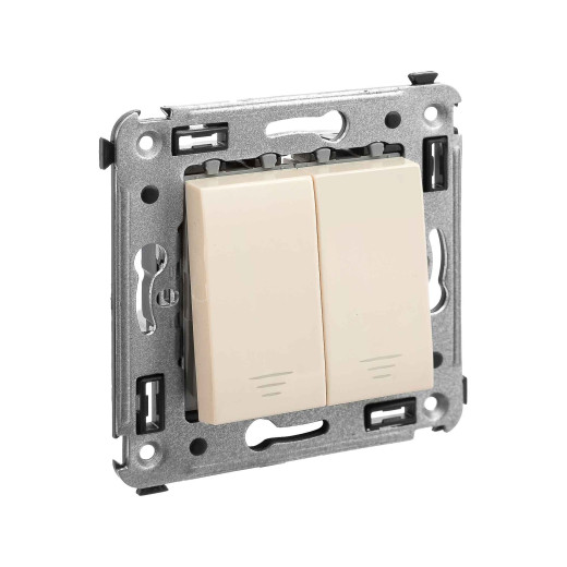 Кнопка двухклавишная в стену, Avanti, ванильная дымка