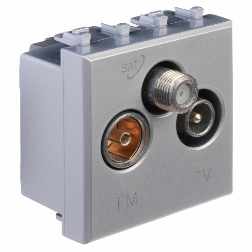 Розетка TV-FM-SAT модульная, Avanti, закаленная сталь, 2 модуля