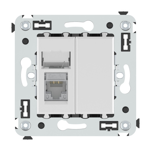 Компьютерная розетка RJ-45 в стену, кат.6 одинарная экранированная, Avanti, белое облако