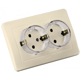Hegel Мастер внутр Слоновая кость РС16-382-01 Розетка с/з двойная, со шторками