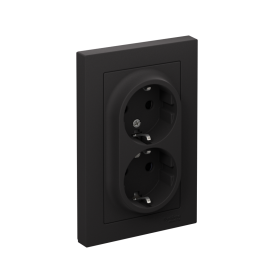 Systeme Electric AtlasDesign Карбон Розетка с/з двойная, со шторками, 16А, в сборе