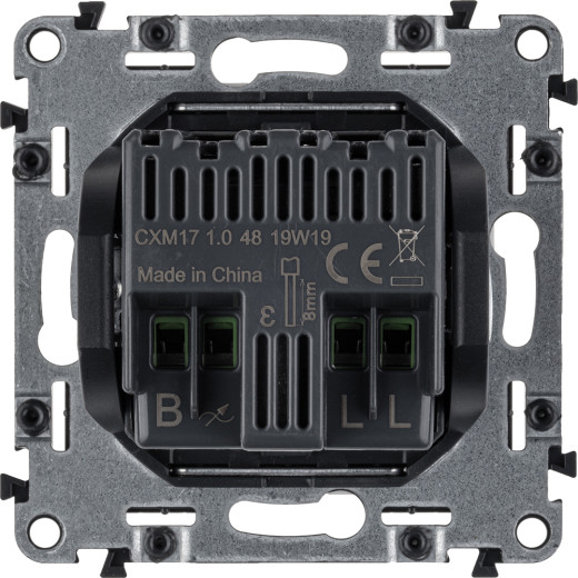 Valena LIFE.Светорегулятор с поворотной ручкой универсальный 300Вт без нейтрали.С лицевой панелью.Белый