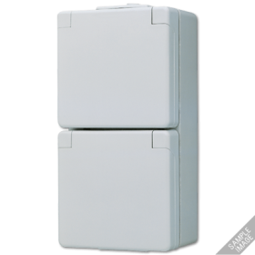 JUNG WG 800 Розетка 2-ая с/з с полем для надписи, IP44