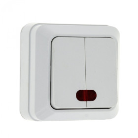 EKF PROxima Рим Выключатель 2-клавишный с индикатором 10А белый.