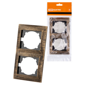 TDM Рамка 2-х постовая вертикальная старинная бронза 