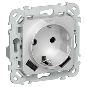 FLITE Роз.с з/к/ш 16А USB AA 3,1А б/к РСЮша11-1-ФлА ал. IEK