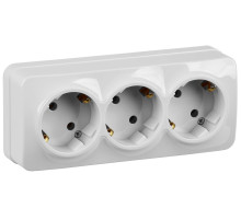 IEK GLORY РС23-3-ХБ Розет. 3-ая с з/к о/у 16А GLORY белый