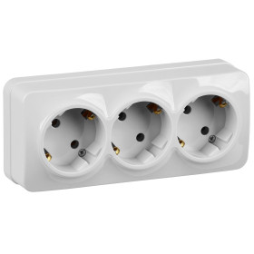 IEK GLORY РС23-3-ХБ Розет. 3-ая с з/к о/у 16А GLORY белый