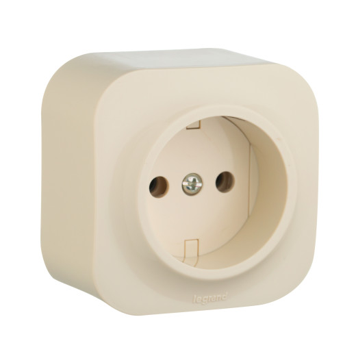 Розетка без заземления - Legrand Quteo - без шторок IP20 16А 250В винтовые зажимы накладной монтаж - слоновая кость