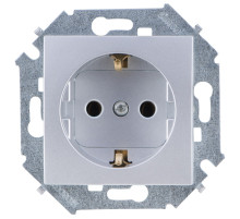 Simon 15 Алюминий Розетка с/з, 16А, 250В, винт.зажим