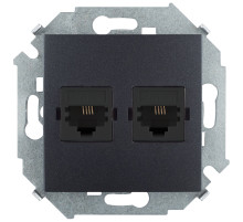 Simon 15 Графит Розетка телефонная двойная 2хRJ11, винт. зажим