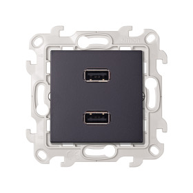 Simon 24 Графит Коннектор 2хUSB 2.0 тип A