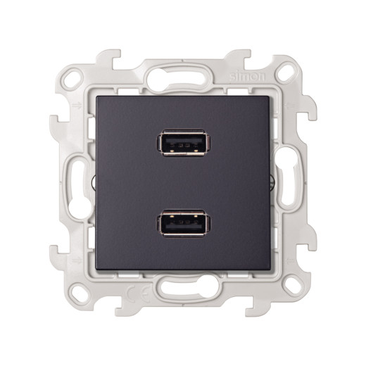 Коннектор 2хUSB 2.0 тип A, графит